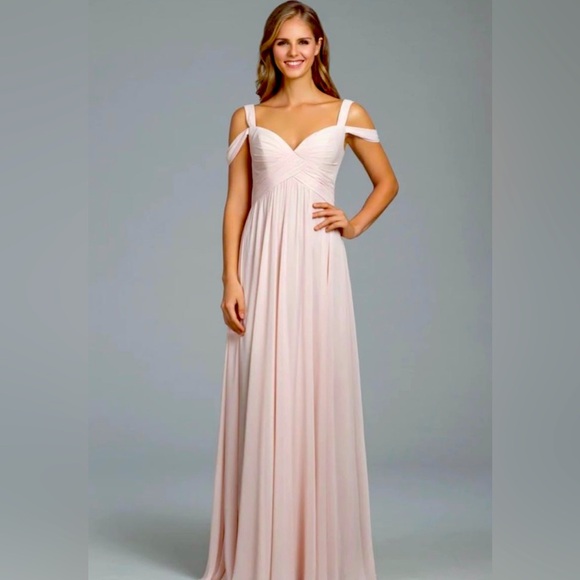 NWT haley page 5901 blush  off the shoulder  formal wedding prom bridesmaid 10 - Picture 2 of 9